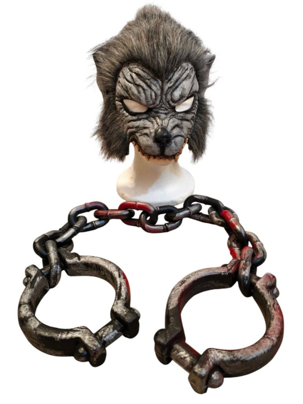 Adult Werewolf Mask Chains Shackles Halloween Costume Prop Cosplay Realistic